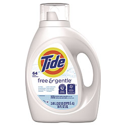 Tide Free and Gentle Liquid Laundry Detergent, 64 Loads, 84 oz Bottle, 4/Carton