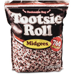 Tootsie Roll® Roll Midgees Candy - Assorted - Individually Wrapped, Resealable Container - 5 lb - 1 Bag - 760 Per Bag
