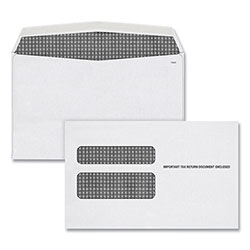 TOPS W-2 Laser Double Window Envelope, Commercial Flap, Gummed Closure, 5.63 x 9, White, 50/Pack