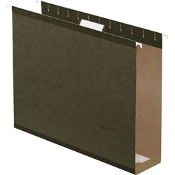 TOPS 3" Capacity Reinforced Hanging File Folder, Kraft, Letter, Standard Green, 25/Bx