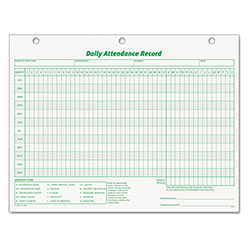 TOPS Daily Attendance Card, 8.5 x 11, 1/Page, 50 Forms