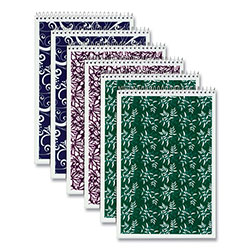 TOPS Fashion Steno Pad, Gregg Rule, Assorted Abstract Floral Headband Designs, 80 White 6 x 9 Sheets, 6/Pack