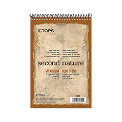 TOPS Second Nature Recycled Notepads, Gregg Rule, Brown Cover, 70 White 6 x 9 Sheets