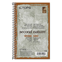 TOPS Second Nature Single Subject Wirebound Notebooks, Narrow Rule, Green Cover, 8 x 5, 80 Sheets