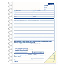 TOPS Spiralbound Proposal Form Book, Two-Part Carbonless, 8.5 x 11, 1/Page, 50 Forms (TOP41850)