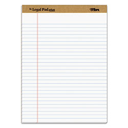 TOPS  inThe Legal Pad in Plus Ruled Perforated Pads with 40 pt. Back, Wide/Legal Rule, 50 White 8.5 x 11.75 Sheets, Dozen