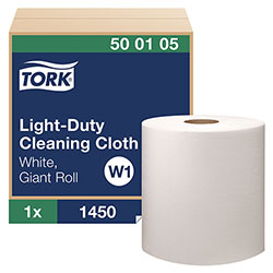 Tork Light Duty Cleaning Cloth, Giant Roll, 1-Ply, 9 x 12.4, White, 1,450 Sheet Roll/Carton