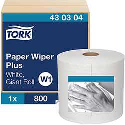 Tork Paper Wiper Plus - 1 Ply - 800 Sheets/Roll - 12.25 in Roll Diameter - White