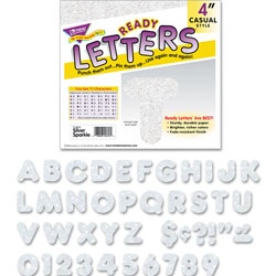 Trend Enterprises Ready Letters Sparkles Letter Set, Silver Sparkle, 4 inh, 71/Set