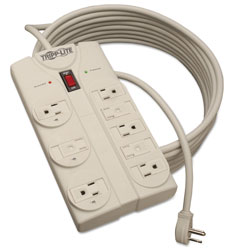 Tripp Lite Protect It! Surge Protector, 8 Outlets, 25 ft. Cord, 1440 Joules, Light Gray