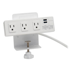 Tripp Lite Three-Outlet Surge Protector with Two USB Ports, 10 ft Cord, 510 Joules, White