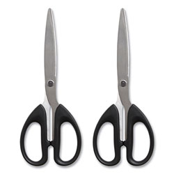 TRU RED™ Stainless Steel Scissors, 7 in Long, 2.64 in Cut Length, Assorted Straight Handles, 2/Pack