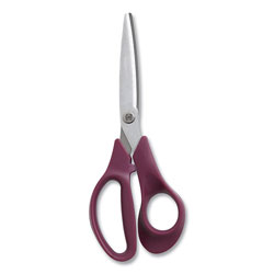 TRU RED™ Stainless Steel Scissors, 8 in Long, 3.58 in Cut Length, Purple Straight Handle