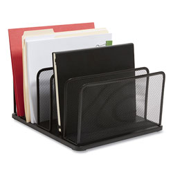 TRU RED™ Wire Mesh Vertical Document Sorter, 5 Sections, Letter-Size, 11.57 x 12.83 x 6.69, Matte Black