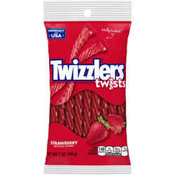 Twizzlers® Twists Strawberry Flavored Candy - Strawberry - Low Fat, Trans Fat Free - 7 oz - 12 / Carton