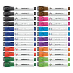 U Brands Chisel Tip Low-Odor Dry-Erase Markers with Erasers, Broad Chisel Tip, Assorted Colors, 24/Pack