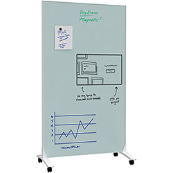 U Brands Double Sided Magnetic Glass Dry-Erase Mobile Floor Easel, 72 in X 42 in