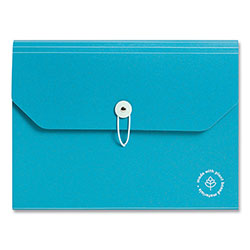 U Brands U ECO 13-Pocket Expandable File, 9.75 in Expansion, 13 Sections; Button/Elastic Closure, 1/12-Cut Tabs, Letter Size, Ocean
