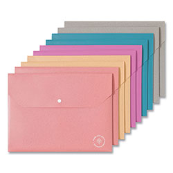 U Brands U ECO Document Holder, 0.59 in Expansion, 1 Section, Snap Button Closure, Letter Size, Assorted Colors, 10/Pack