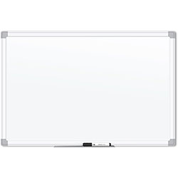 U Brands White Aluminum Framed Magnetic Porcelain Steel Board, 48 in X 36 in