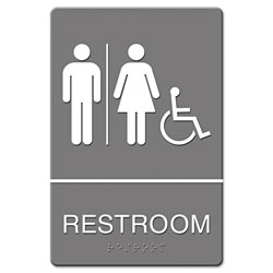 U.S. Stamp & Sign ADA Sign, Restroom/Wheelchair Accessible Tactile Symbol, Molded Plastic, 6 x 9