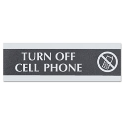 U.S. Stamp & Sign Century Series Office Sign,TURN OFF CELL PHONE, 9 x 3