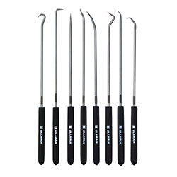 Ullman 8-Pc Hook and Pick Set, High Carbon Steel, Rubber Handles, 9-3/4 in L, Nylon Pouch