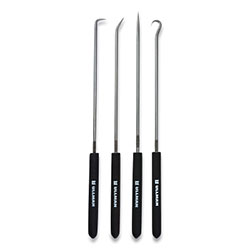 Ullman Long 4-Piece Hook and Pick Set, Non-Slip Handle, Steel, 9-3/4 in L