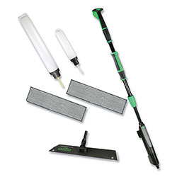Unger Excella Floor Cleaning Kit, 20 in Gray Microfiber Head, 48 in to 65 in Black/Green Handle