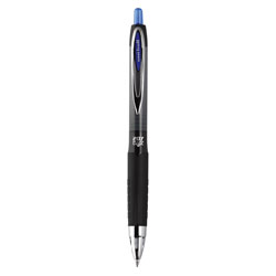 Uni-Ball 207 Plus+ Gel Pen, Retractable, Medium 0.7 mm, Blue Ink, Black Barrel, Dozen