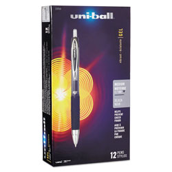 Uni-Ball Signo 207 Retractable Gel Pen, 0.7mm, Black Ink, Smoke/Black Barrel, Dozen (UBC33950)