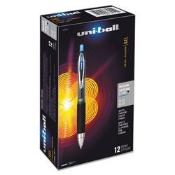 Uni-Ball Signo 207 Retractable Gel Pen, 0.7mm, Blue Ink, Smoke/Black/Blue Barrel, Dozen (UBC33951)
