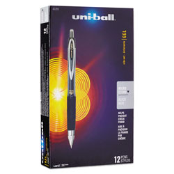 Uni-Ball Signo 207 Retractable Gel Pen, Micro 0.5mm, Black Ink, Smoke/Black Barrel, Dozen (UBC61255)