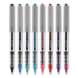Uni-Ball VISION Roller Ball Pen, Stick, Fine 0.7 mm, Assorted Ink and Barrel Colors, Dozen