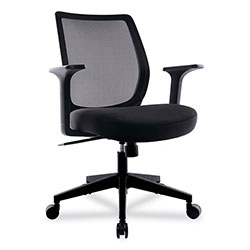 Union & Scale™ Essentials Mesh Back Fabric Task Chair with Arms, Supports Up to 275 lb, Black Fabric Seat, Black Mesh Back, Black Base