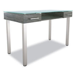 Union & Scale™ Prestige Glass Writing Desk, 47.1 in x 23.5 in x 29.5 in, Gray