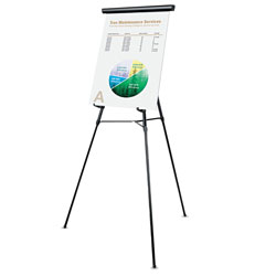 Universal 3-Leg Telescoping Easel with Pad Retainer, Adjusts 34" to 64", Aluminum, Black (UNV43150)