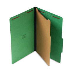 Universal Bright Colored Pressboard Classification Folders, 2 in Expansion, 1 Divider, 4 Fasteners, Legal Size, Emerald Green, 10/Box