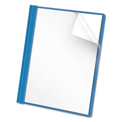 Universal Clear Front Report Cover, Prong Fastener, 0.5 in Capacity, 8.5 x 11, Clear/Light Blue, 25/Box