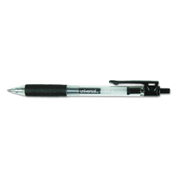 Universal Comfort Grip Gel Pen, Retractable, Medium 0.7 mm, Black Ink, Smoke Barrel, Dozen (UNV39912)