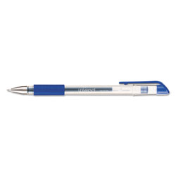 Universal Comfort Grip Gel Pen, Stick, Medium 0.7 mm, Blue Ink, Clear Barrel, Dozen