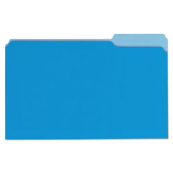 Universal Deluxe Colored Top Tab File Folders, 1/3-Cut Tabs: Assorted, Legal Size, Blue/Light Blue, 100/Box