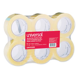 Universal Deluxe General-Purpose Acrylic Box Sealing Tape, 2 mil, 3" Core, 1.88" x 109 yds, Clear, 6/Pack
