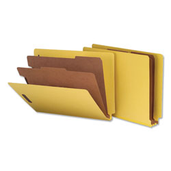 Universal Deluxe Six-Section Pressboard End Tab Classification Folders, 2 Dividers, 6 Fasteners, Letter Size, Yellow, 10/Box (UNV10319)