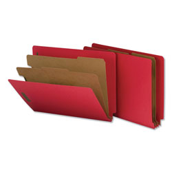 Universal Deluxe Six-Section Pressboard End Tab Classification Folders, 2 Dividers, 6 Fasteners, Letter Size, Bright Red, 10/Box (UNV10320)