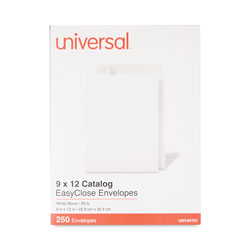 Universal EasyClose Catalog Envelope, #10 1/2, Square Flap, Self-Adhesive Closure, 9 x 12, White, 250/Box