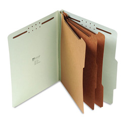 Universal Eight-Section Pressboard Classification Folders, 3 in Expansion, 3 Dividers, 8 Fasteners, Letter Size, Green Exterior, 10/Box