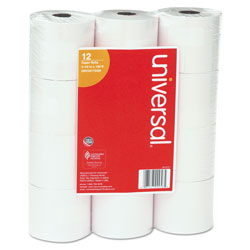 Universal Impact and Inkjet Print Bond Paper Rolls, 0.5 in Core, 2.25 in x 130 ft, White, 12/Pack