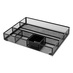 Universal Metal Mesh Drawer Organizer, Six Compartments, 15 x 11.88 x 2.5, Black