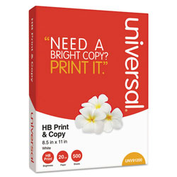 Universal Multipurpose Paper, 96 Bright, 20 lb Bond Weight, 8.5 x 11, White, 500 Sheets/Ream, 10 Reams/Carton (UNV91200)